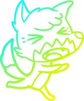 cold gradient line drawing angry cartoon fox running vector