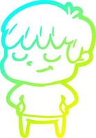 cold gradient line drawing cartoon happy boy vector