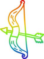 rainbow gradient line drawing cartoon bow and arrow vector