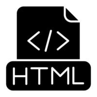 icono de glifo de archivo html vector