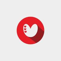 cute love heart icon with three little love inside on red circle sign logo concept
