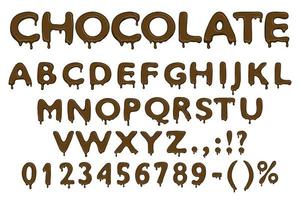 números y símbolos del alfabeto de chocolate vector