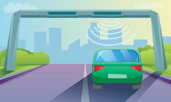 Toll road concept background, cartoon style vector