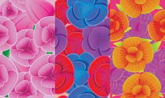 Orchid pattern set, cartoon style vector