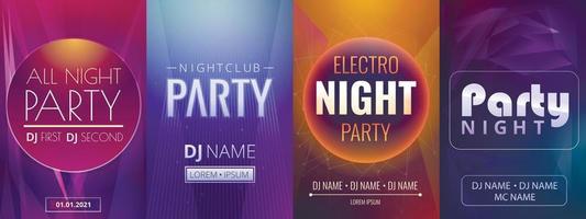 Dj banner set, cartoon style vector