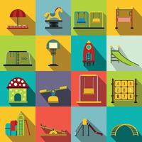 Playground flat icons set vector