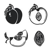 Peach icons set, simple style vector