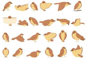 Sparrow icons set cartoon vector. Fly bird vector
