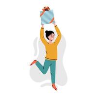 Woman with the big gift box. vector