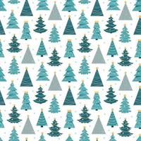 Seamless pattern with cartoon Christmas trees on a white background.