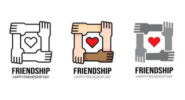 iconos concepto mano de amistad y signos de apoyo. Ilustración de vector de logotipo