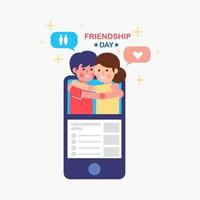 Happy friendship day kid flat color. social friend. vector illustration