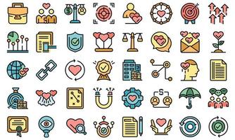 Trust relationship icons set line color vector