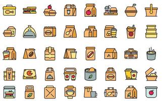 Take away food and drinks icon, outline style vector