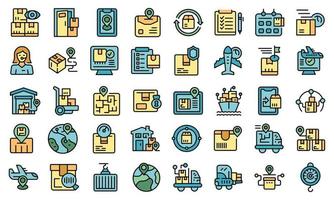 Parcel tracking icons set vector flat