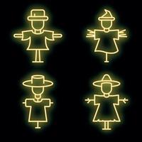 Scarecrow icons set vector neon