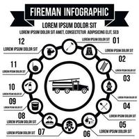 Firefighting infographic elements, simple style vector