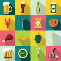 Beer icons set, flat style vector