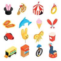 Circus isometric 3d icons set vector