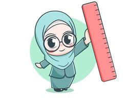 Cute female muslim teacher cartoon character
