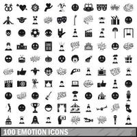 100 emotion icons set, simple style vector