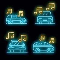 conjunto de iconos de audio de coche neón vectorial vector
