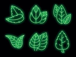 Mint icons set vector neon