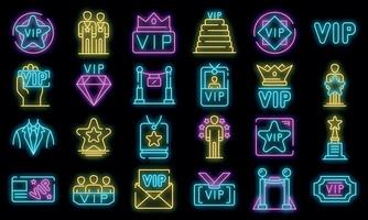 Vip icons set vector neon