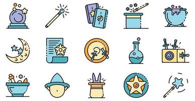 Wizard tools icons set vector flat