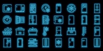 Fridge icons set vector neon