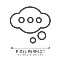 Thinking pixel perfect linear icon. Idea generation. Bubble with dots. Invention and creativity. Thin line illustration. Contour symbol. Vector outline drawing. Editable stroke