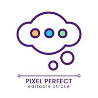 Thinking pixel perfect RGB color icon. Idea generation. Bubble with dots. Invention and creativity. Isolated vector illustration. Simple filled line drawing. Editable stroke