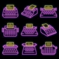 Typewriter icon set vector neon