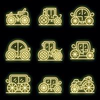 Brougham icons set vector neon