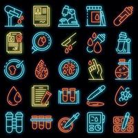 Blood test icons set vector neon