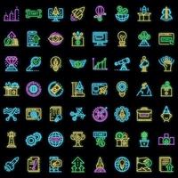 Startup icons set vector neon