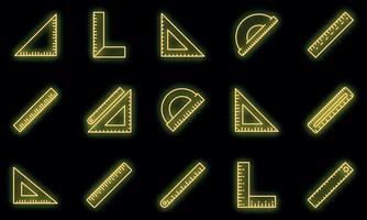 Ruler icons set vector neon