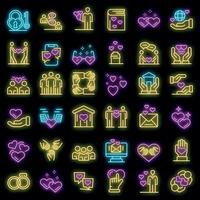 Affection icons set vector neon