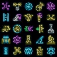 Chemistry lab icon set vector neon