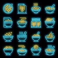 Cereal flakes icons set vector neon