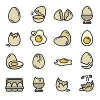 Eggshell icons set, outline style vector