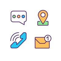 Communication channels pixel perfect RGB color icons set. Customer service. Business development. Isolated vector illustrations. Simple filled line drawings collection. Editable stroke