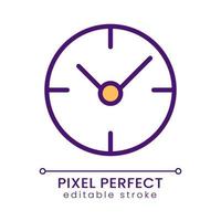 Clock pixel perfect RGB color icon. Time management. Business project deadline. Checking time. Isolated vector illustration. Simple filled line drawing. Editable stroke