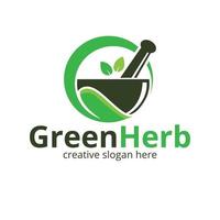 Green herbal logo design vector