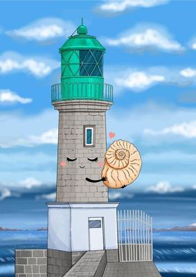 Lighthouse cute character vector illustration