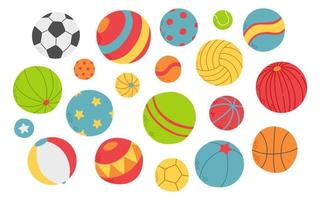 Balls set different sport colors and sizes vector illustration