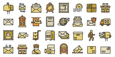 Postman icons set, outline style vector