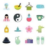 conjunto de iconos planos de spa vector