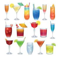 Alcohol coctails and other drinks set vector