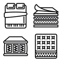 Mattress icons set, outline style vector